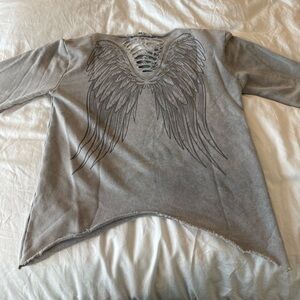 Women’s Gray Sweatshirt with Angel Wing Design, never worn, Size L
